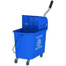 HOMCOM Mop Bucket with Wringer, Mop Bucket on Wheels for Floor Cleaning, 21 Quart, Separate Dirty and Clean Water, Blue