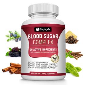Blood Sugar Complex With Cinnamon, Chromium And Mulberry - 20 Active Ingredients, 60 Capsules - Supports Healthy Blood Sugar Levels (Option: 01)