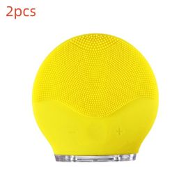 Electric waterproof silicone cleansing instrument (Color: Yellow 2pcs)