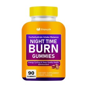 Night Time Burn Gummies, Grape Flavored, Vegan & Gelatin-Free, Supports Carbohydrate Balance & Healthy Metabolism, 90 Gummies (Option: 01)
