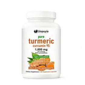 Pure Turmeric Curcumin 1000mg 120 Capsules With Ginger Black Pepper And Vitamin C For Joint Health (Option: 01)